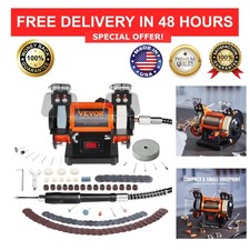VEVOR Bench Buffer Polisher 3590 RPM 3 Wheels 100 Accessories picture