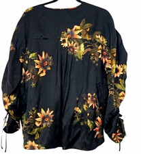 ALLSAINTS Women's Avifauna Silk Blend  Drawstring Blouse SZ. Small picture