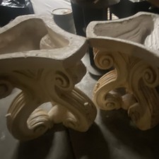 Quarry Tile Company Beige Clay Victorian Corbels Pair, 1920s Antique Salvage picture