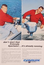 1960s Evinrude Outboard Motor Boating Fishing Original Color Print Ad MCM picture