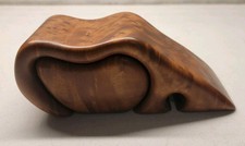 Vintage Fred & Marilyn Buss Signed  Zebra Myrtle Burl Wood Puzzle Box Jewelry  picture