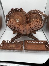 Vtg Hand Carved Solid Wood Misc Pieces Lot Of 5 picture