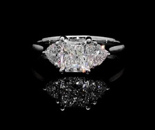 1.45 CTW Radiant & Heart Cut Lab-Grown Diamond Three Stone Ring,IGI Certified picture
