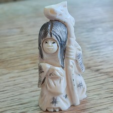 Japanese Karakuri Netsuke - Rotating Face Noh Actor - Signed Tsugiki  picture