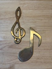 VTG Brass Treble Clef Symbol Music Paperweights Hanging Decoration Set picture