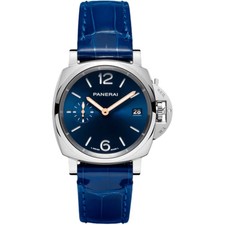New Panerai Luminor Due 38mm Blue Dial Leather Strap Men's Watch PAM01551 picture