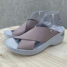NEW Bzees Desire 10M Mauve Crisscross Stretch Wedge Sandals Slides picture