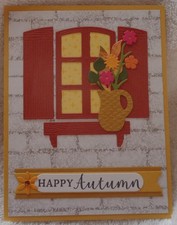 Stampin' Up Card Kit HAPPY AUTUMN Welcoming Window Flower Box Vase Lovely picture