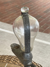 Antique Pewter Whale Oil Betty Lamp Time Scale Primitive Clock Lantern Gravity picture