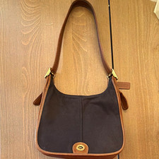 Vintage Coach Legacy Saddle bag Black/Brown Canvas and Leather Shoulder Bag 9125 picture