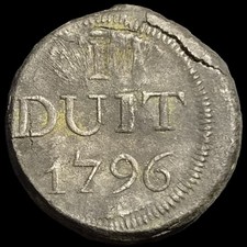 Netherlands East Indies VOC Indonesia Tin Duit 1796 XF Sharp Detail picture