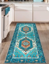SERISSA 2x6 Washable Non Slip Boho Runner Rug 2' x 6' (Runner), Blue/Multi picture