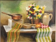 Oil on Board,Signed,One of a kind,Signed,Still life,Original,Unknown Artist picture