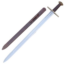 Medieval European Functional Full Tang Knightly Arming Sword with Scabbard picture