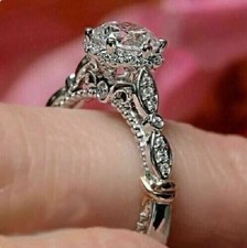 2.55Ct Round Cut Lab Created Solitaire Diamond Engagement 14K White Gold Ring picture