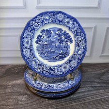 Lot of 5 Vintage Liberty Blue 6 Inch Monticello Bread Plates Ironstone England picture