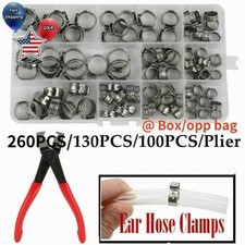 100-260PCS Stainless Steel Single Ear Stepless Hose Clamps 6.5-21mm Kit or Plier picture
