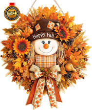 Fall Decorations for Home Wooden Fall Decor Scarecrow Door Wreath for Front... picture