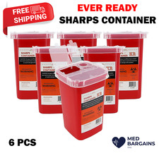 Ever Ready EVR202 Sharps Container Waste Disposal 1 Quarts / 32oz - RED 6PCS picture