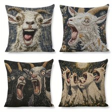 4pcs Funny Screaming Goat Short Plush Pillow Covers Cushion Decor Gift NO Filler picture