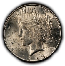 1923-S $1 Silver Peace Dollar - Strong Luster - Flashy BU Coin - SKU-D7587 picture