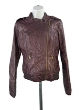 Guess Women's Brown Espresso Faux Leather Moto Jacket - S picture