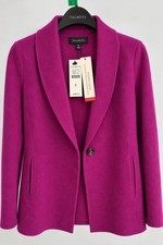 NWT Talbots Double Faced Wool Blend Blazer Raspberry Pink Size 8 MSRP $289 picture