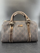 Gucci Joy GG Supreme Canvas Patent Leather Boston Bag Dark Brown picture