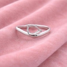 925 Sterling Silver 6x4mm Pear Engagement Ring Semi Mount Tear Drop Setting Hand picture