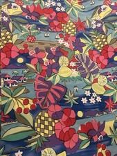 Vtg Lauren Lee JoAnn Silky Fabric 7.8 Yds Tropical Hawaiian Landscape Sailboat picture