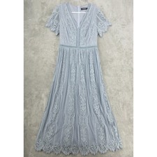 Merokeety Dress Womens Large Sheer Floral Lace Maxi Cottage Coquette Romantic picture