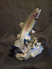 Danbury Mint Rainbow Rising Trout Treasures Franz Dutzler Fish Figurine Fly inta picture