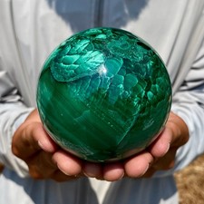 2.24LB Rare Natural Malachite quartz hand Carved sphere Crystal Healing Gem ball picture