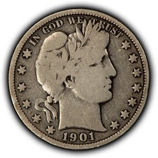 1901-S 50c Silver Barber Half Dollar - VG - SKU-H4002 picture