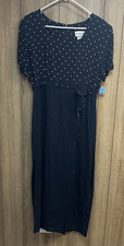 Vintage Betsy's Things Dress Womens 16 Black Polka Dot Square Neck Tie Front Y2K picture