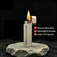 ZORRO Full Titanium Kerosene Lighter Slim Leakproof Flint Wheel EDC Pocket Gift. picture