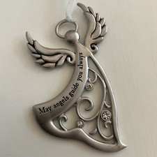 GANZ Silver Pewter Angel Christmas Ornament Gift May Angels Guide You Always picture
