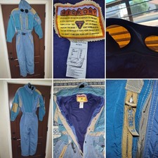Vintage Hickory DEGRE 7 One Piece Ski Suit , Goggles In Hood, Size S/38 FRANCE picture