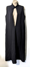 Y's Yohji Yamamoto Women's Collared Open Front Maxi Dress Sz 4 Black 100% Wool picture
