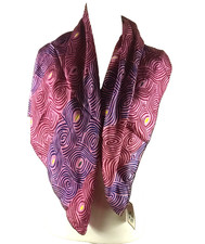 Serrv International Silk Square Scarf 34 X 34 Pink Blue Red Swirl picture