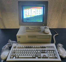 Vintage IBM PS/2 425SX Desktop PC Setup Model M Keyboard Monitor 3 Mice OS Keys picture