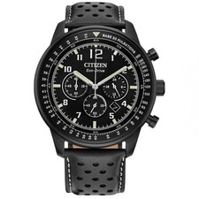 Citizen Eco-Drive Sport Casual Black Gray Mens 44mm Chronograph Watch CA4505-04E picture