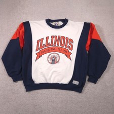 Vintage Illinois Fighting Illini Sweatshirt Mens Medium Orange NCAA Logo 7 90s picture