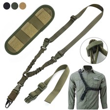 Tactical Single One Point Bungee Gun Rifle Sling Strap with HK Clip Shoulder Pad picture