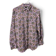 J.Crew Women’s Purple Silk Tiger Floral Paisley Button Down Blouse Size 4  picture
