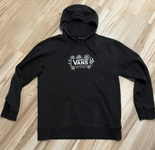 Vans Trippy Grin Floral Hoodie Size Large Black Embroidered Flowers picture