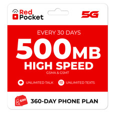 $5/Mo RedPocket Prepaid Wireless Phone Plan+Kit: Unlimited Talk & Text + 500MB picture