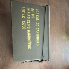 UNITED AMM 2 192 Cal .30 Cartridges Green Metal Ammo Can Heavy Duty Handles picture