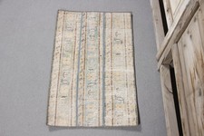 Turkish Small Rug 1,6x2,5 ft (48x75 cm), Vintage White Plants & trees Wool Rug picture