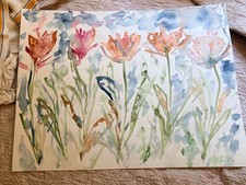 Original Watercolor Painting Floral Flower Meadow Artwork picture